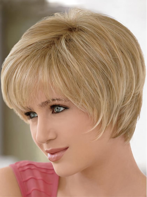 Remy Human Hair Blonde Monofilament Gentle Short Wigs