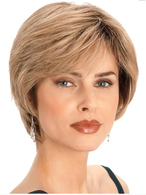 Graceful Blonde Straight Short Human Hair Wigs