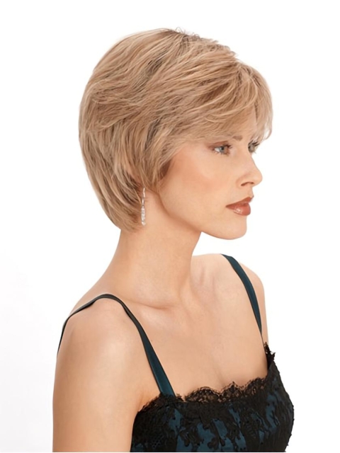 Graceful Blonde Straight Short Human Hair Wigs