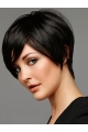 Black Straight Remy Human Hair Shining Short Wigs