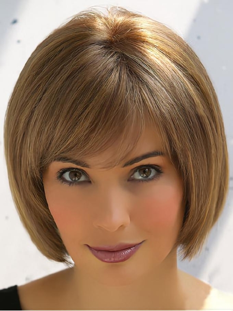 Incredible Brown Straight Short Human Hair Wigs