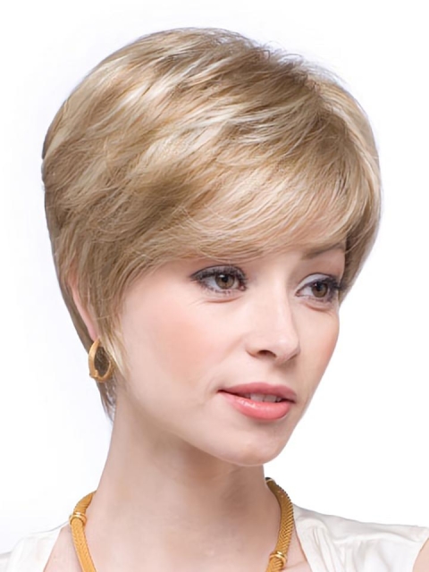 Wholesome Blonde Straight Short Human Hair Wigs