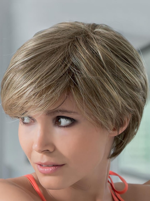 Blonde Lace Front Remy Human Hair Modern Short Wigs