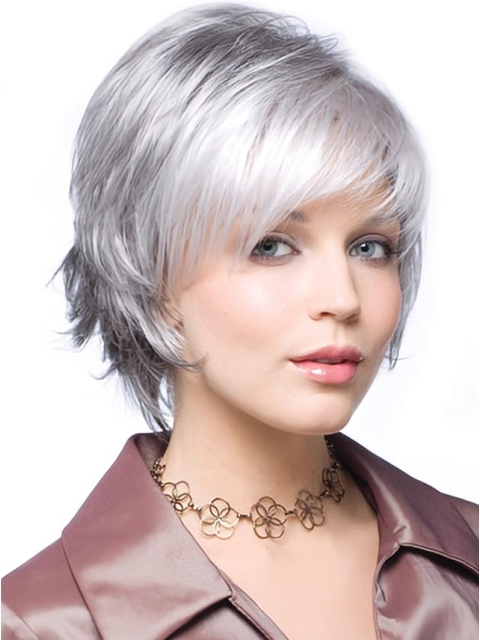 Silver Lady Short Cute Elegent Women Wigs