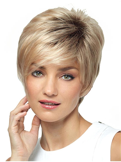 Blonde Straight Synthetic Elegant Short Wigs