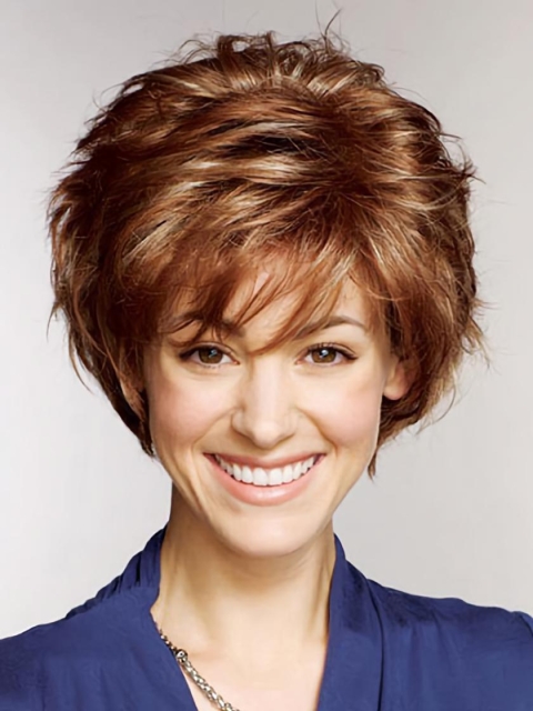 100% Hand-tied Auburn Straight Short Petite Wigs