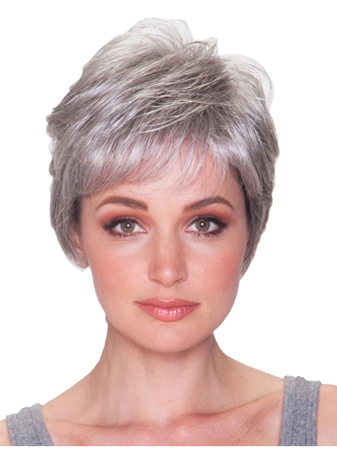 Stylish Straight Short Synthetic Grey Wigs