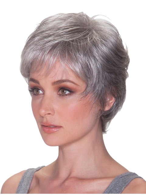 Stylish Straight Short Synthetic Grey Wigs