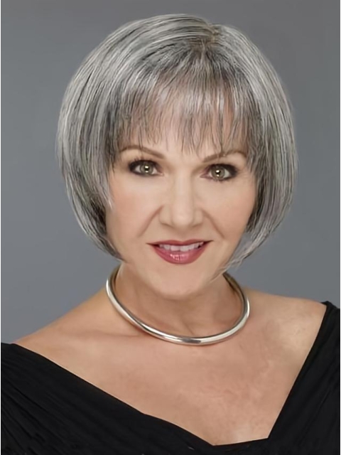 Grey Lady Short Bobs Capless Wigs