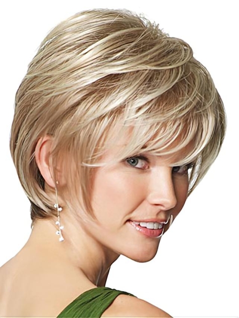 Faddish Blonde Straight Short Synthetic Wigs