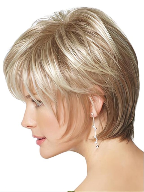 Faddish Blonde Straight Short Synthetic Wigs