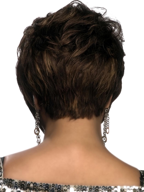 Refined Brown Straight Short African American Wigs