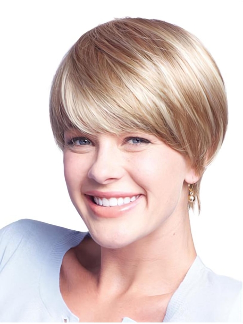 Remy Human Hair Blonde Monofilament Nice Short Wigs