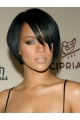 Rihanna Sleek Short Lace Front Human Hair Wig with Bangs