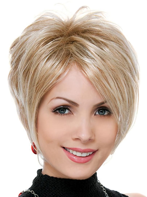 Online Blonde Straight Short Synthetic Wigs