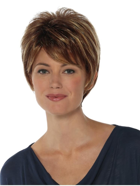 Excellent Straight Brown Boycuts Comfortable Wigs