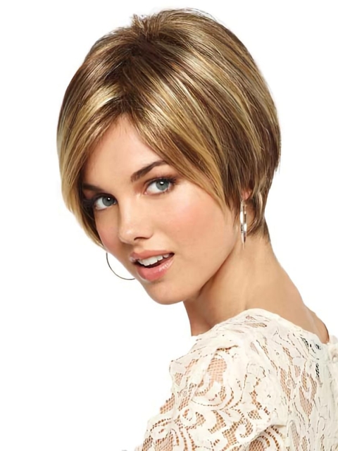 Blonde Modern Bobs Monofilament Short Wigs