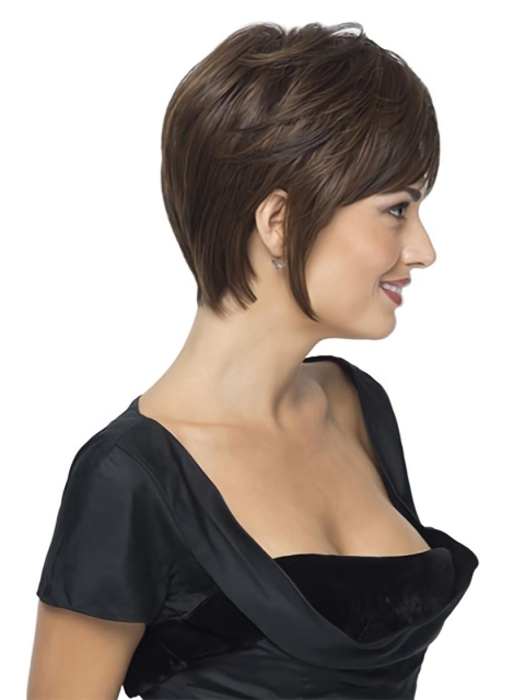 Brown Straight Short Synthetic Wigs