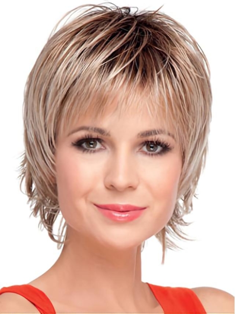 Sleek Straight Boycuts Blonde Short Wigs