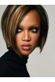 Tyra Banks Sophisticated and Asymmetrical Short Straight Lace Front Human Hair Bob Wig