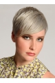 Grey Silver Straight Short Lace Front Wigs