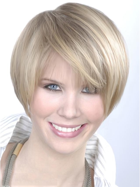 Young Fashion Platinum Blonde Ear Length Short Wigs For Women