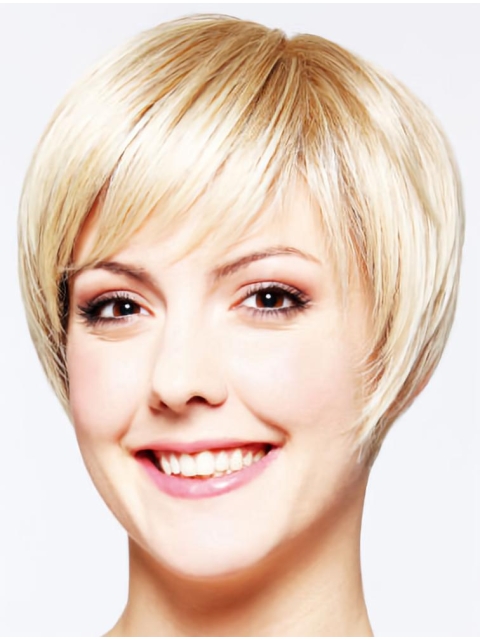 Fashional Straight Blonde Layered Affordable Capless Synthetic Women Wigs