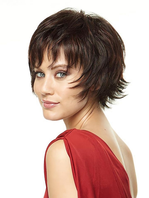 Brown Fashion Layered Straight Short Capless Synthetic Women Wigs