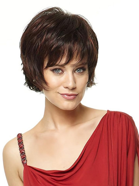 Brown Fashion Layered Straight Short Capless Synthetic Women Wigs