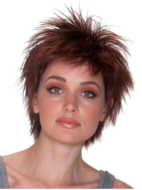 Exquisite Auburn Layered Straight Short Capless Synthetic Women Wigs