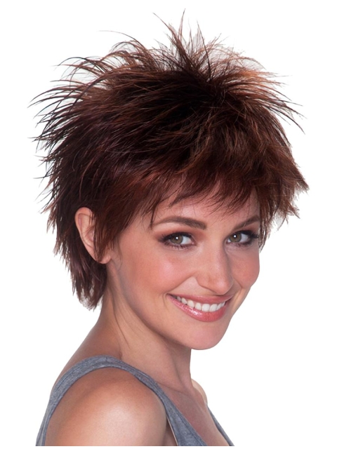 Exquisite Auburn Layered Straight Short Capless Synthetic Women Wigs