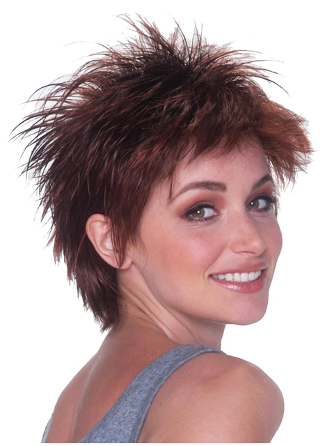 Exquisite Auburn Layered Straight Short Capless Synthetic Women Wigs