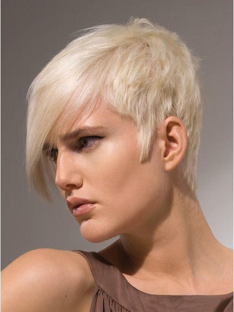 Young Fashion Platinum Blonde Short Layered Capless Synthetic Wigs