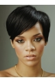 Rihanna Hoyden Style Short Straight with Bangs Lace Front Human Hair Women Wig 