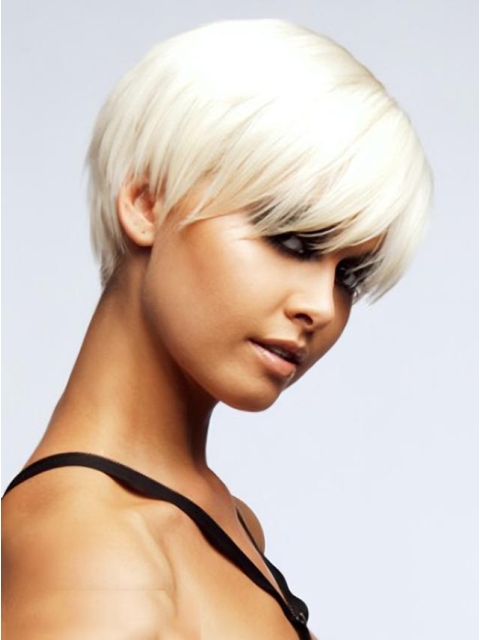 Young Fashion Endearing Straight Short Style White Capless Synthetic Women Wigs