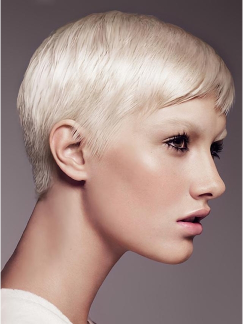 Young Fashion Platinum Blonde Yongthful Straight Short Capless Synthetic Women Wigs