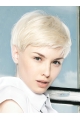 Young Fashion Platinum Blonde Short Yongthful Lace Front Human Hair Women Wigs