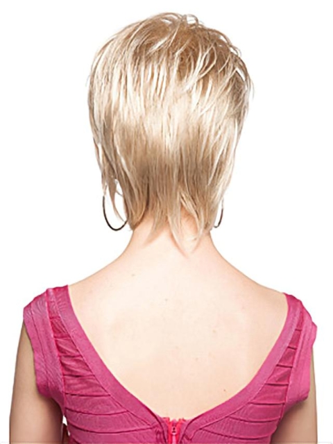 Trendy Blonde Straight Short Capless Synthetic Women Wigs