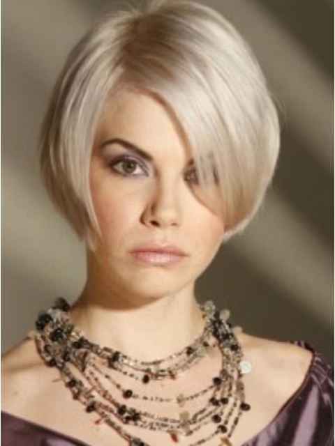 Young Fashion Platinum Blonde Short Straight Capless Synthetic Women Wigs