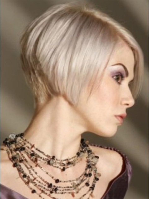 Young Fashion Platinum Blonde Short Straight Capless Synthetic Women Wigs