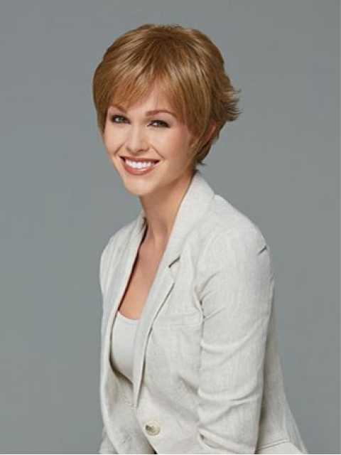 Elegant Blonde Boycuts Straight Short Capless Synthetic Women Wigs