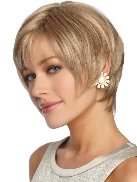 Blonde Straight Short Capless Synthetic Women Wigs