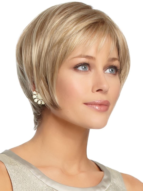 Blonde Straight Short Capless Synthetic Women Wigs