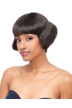 Brown Polite With Bangs Straight Short Capless Human Hair Women Wigs