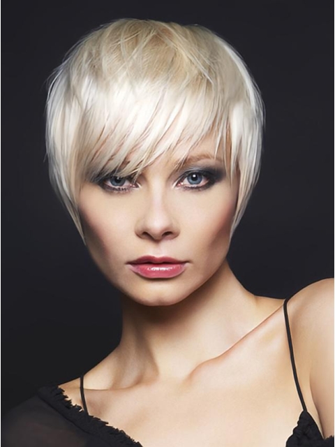 Young Fashion Great Short Hair Cut Human Hair Grey Women Wigs