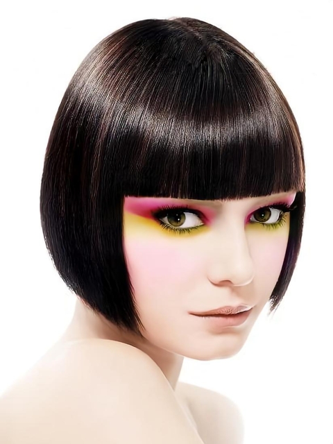 Style Black Straight Short Capless Human Hair Women Bob Wigs