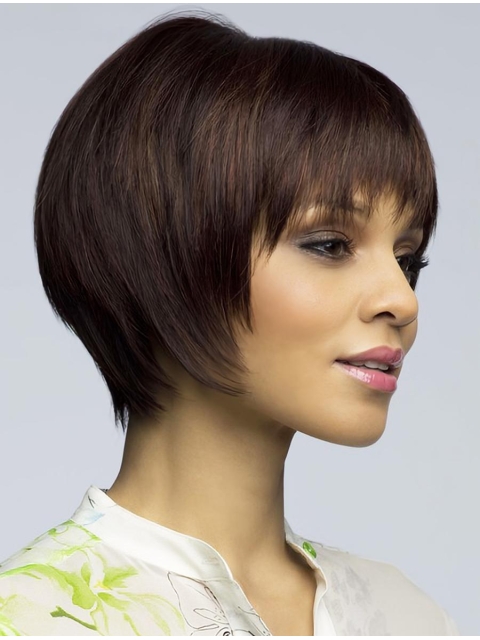 No-fuss Brown Straight Short Mono Synthetic Women Bob Wigs