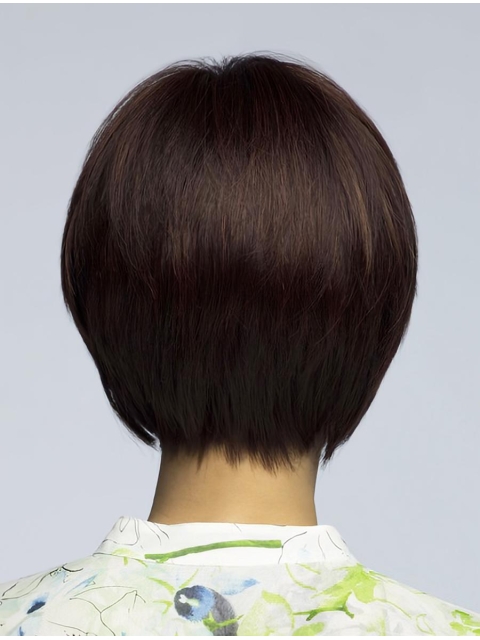 No-fuss Brown Straight Short Mono Synthetic Women Bob Wigs