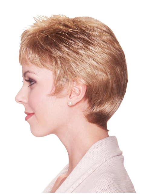 Blonde Gentle Short Straight Mono Synthetic Women Wigs