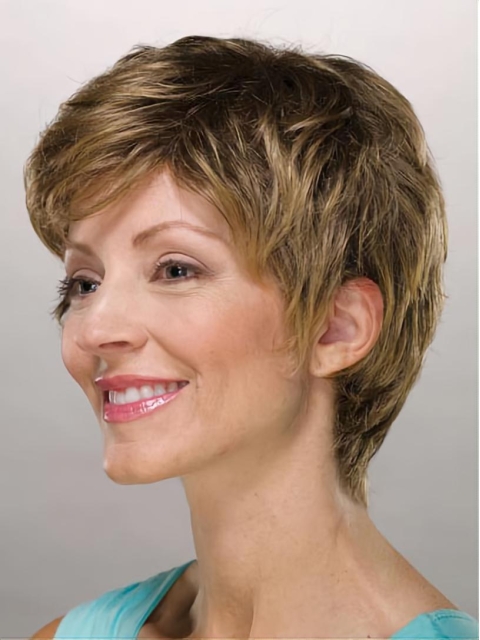 Graceful Blonde Straight Short Caplelss Classic Synthetic Women Wigs